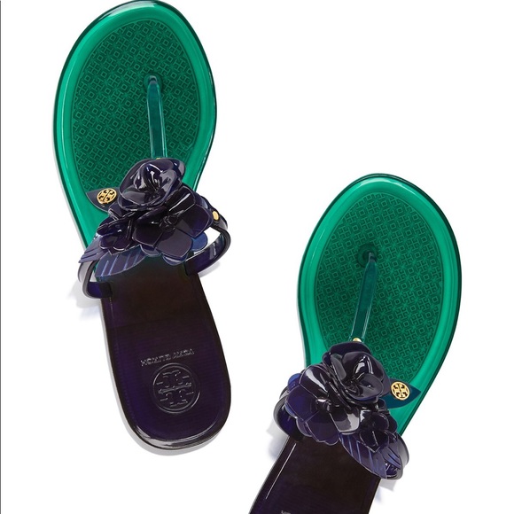 tory burch green jelly sandals